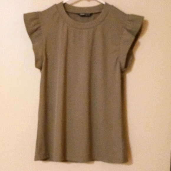 SHEIN Tops - Olive Green Short sleeve shirt with ruffle cap sleeves. Only worn once.